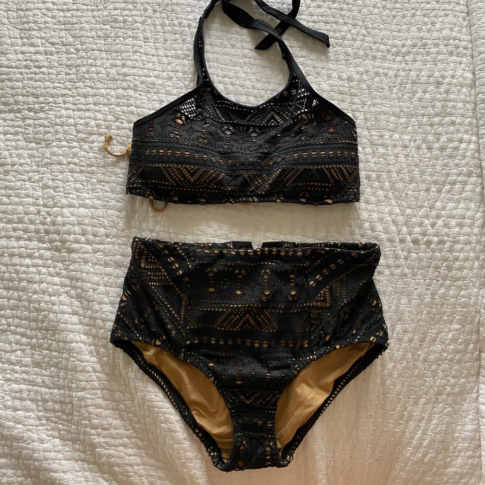 Black Netted & Beige lined Bikini